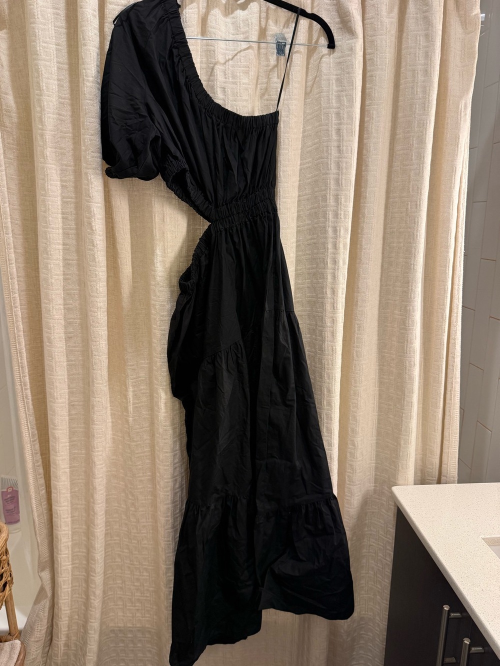 Black One-Shoulder Maxi Dress by Mango